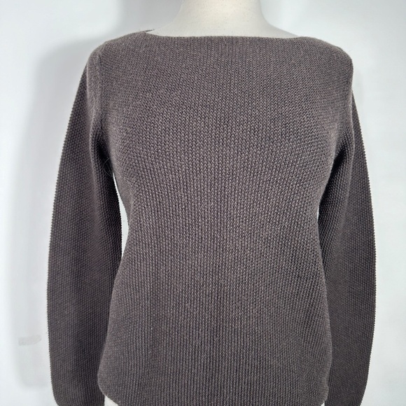 Eileen Fisher Merino Wool Waffle Knit Chocolate Brown Sweater Women's XS - Picture 9 of 12